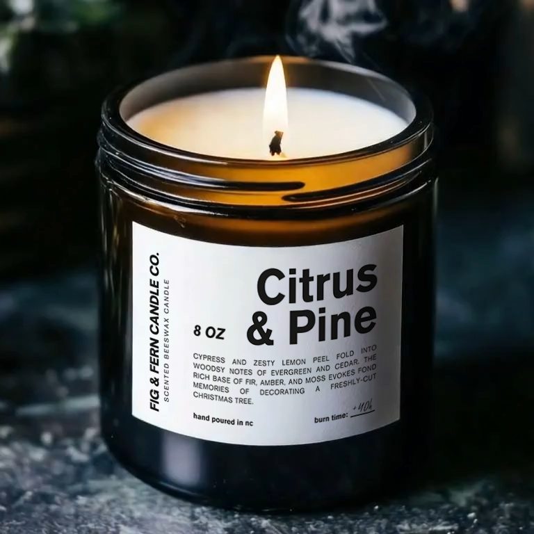 Citrus and Pine Beeswax Candle