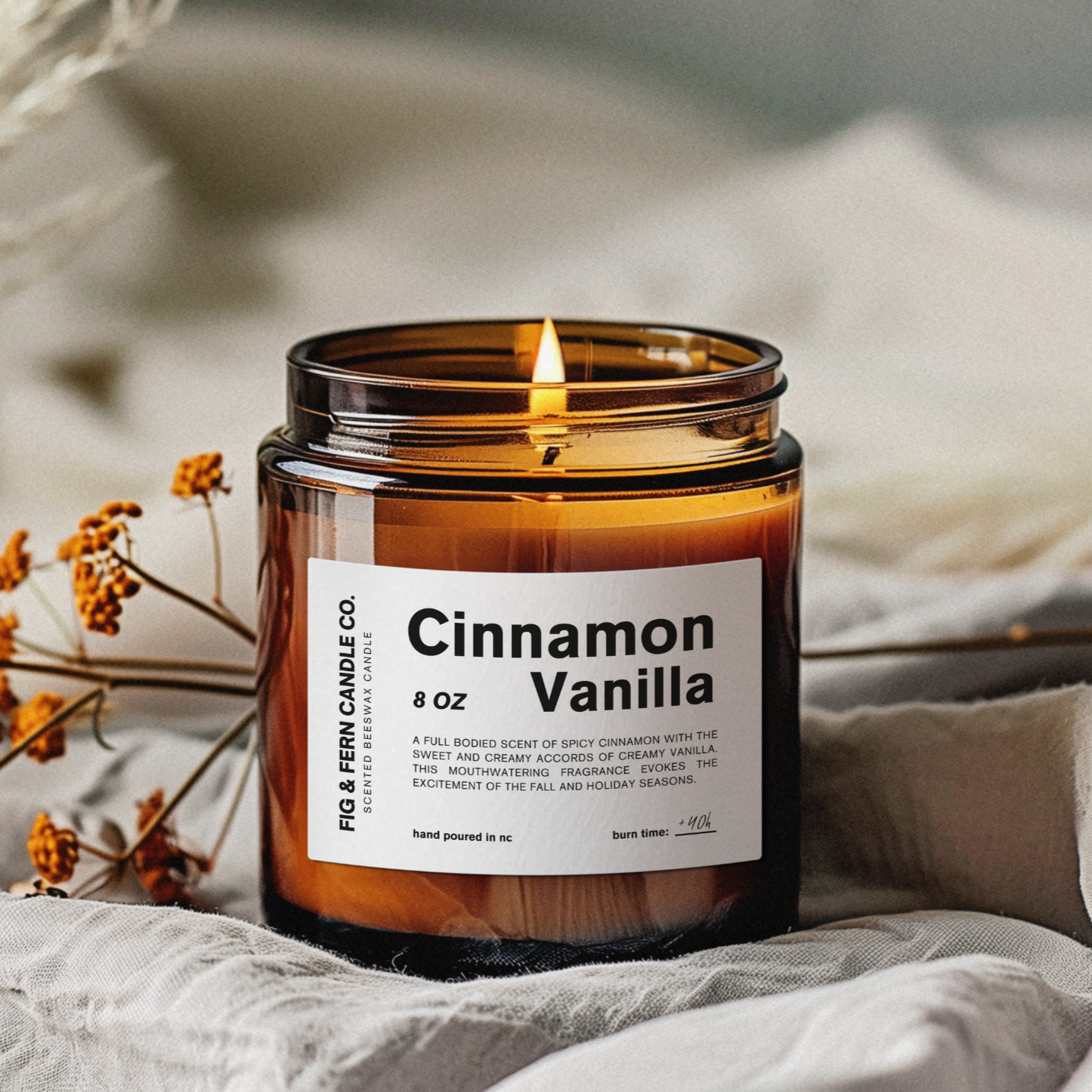 Cinnamon Vanilla Fall Beeswax Candle